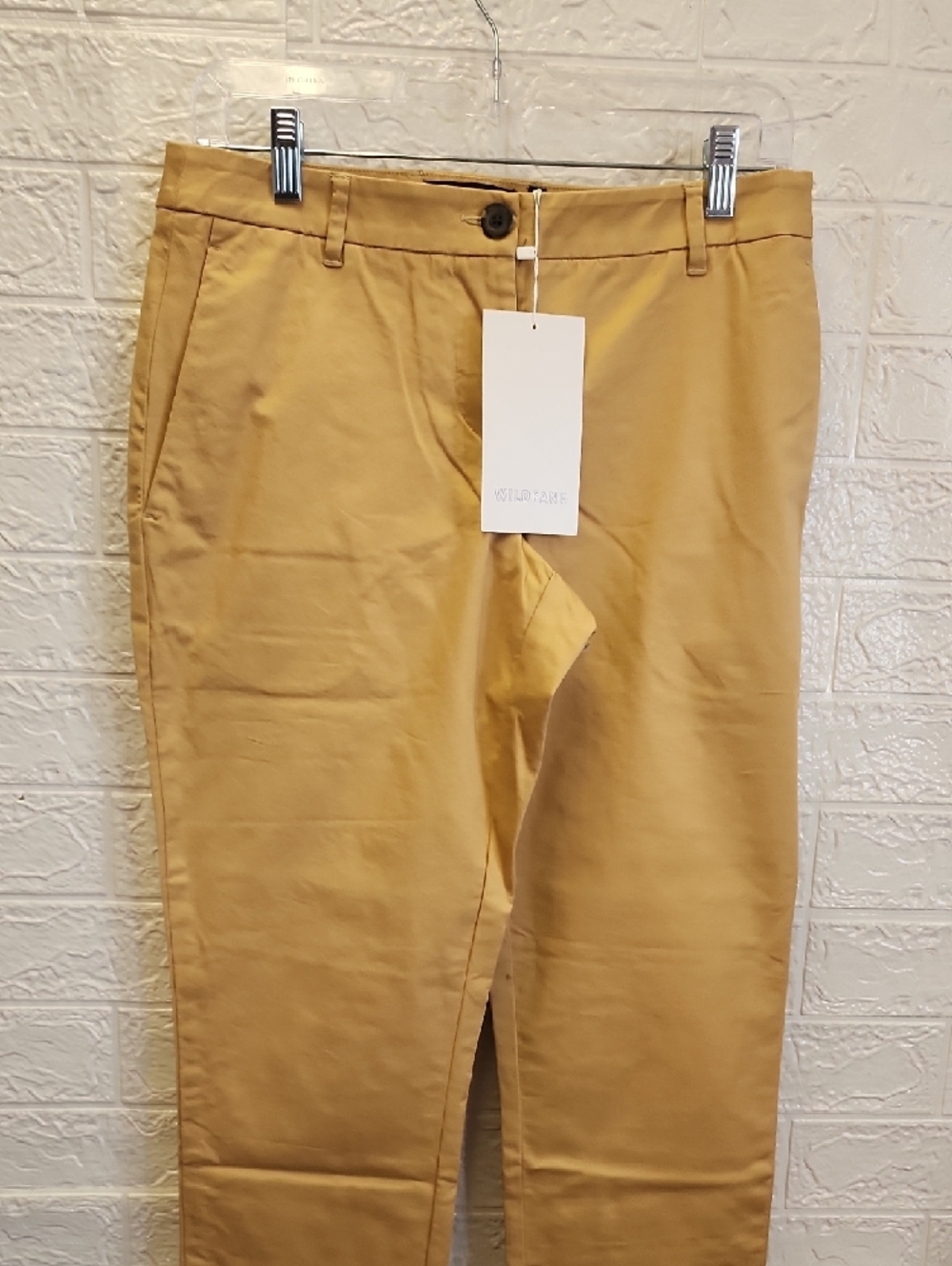 Wildfang Beige Cropped Chino Trousers - Picture 2 of 7